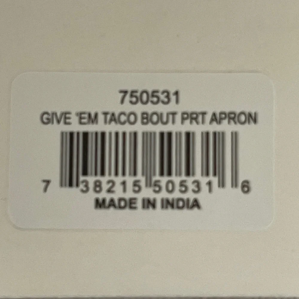 Funny Taco Kitchen Apron Cotton One Size NWT - Picture 3 of 4